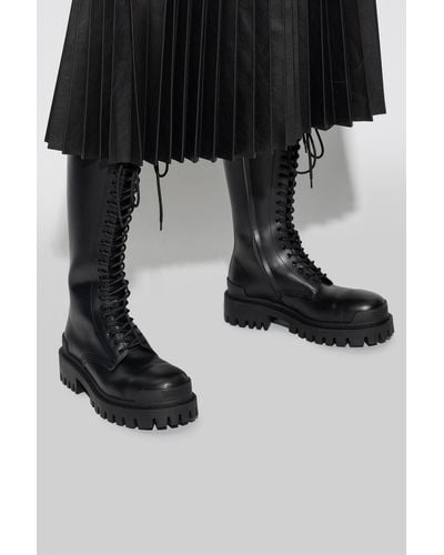 Balenciaga ‘Strike’ Lace-Up Boots - Black