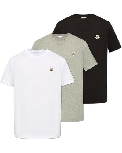 Moncler Three-pack Of T-shirts, - Black