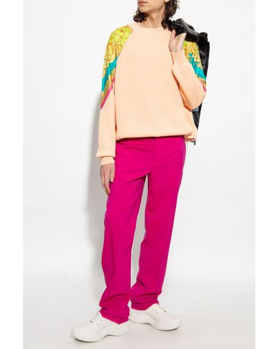 Versace Wool Pleat-front Pants - Pink