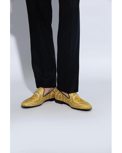 Versace Embellished Loafers, - Yellow