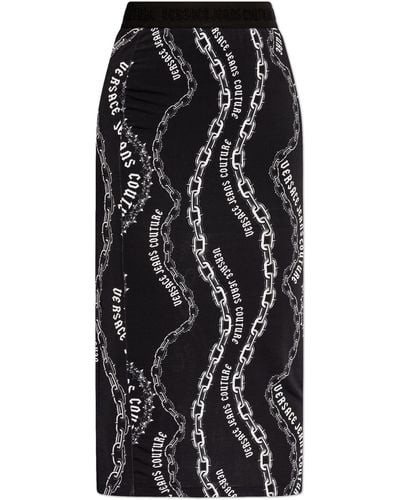Versace Skirt With Logo, - Black