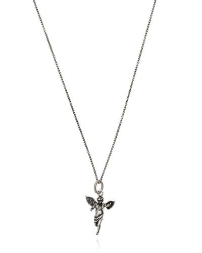 Saint Laurent Angel Pendant Necklace - Metallic