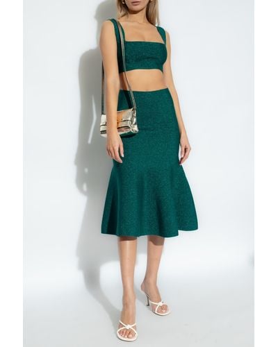 Victoria Beckham Skirt With Metallized Thread - Green