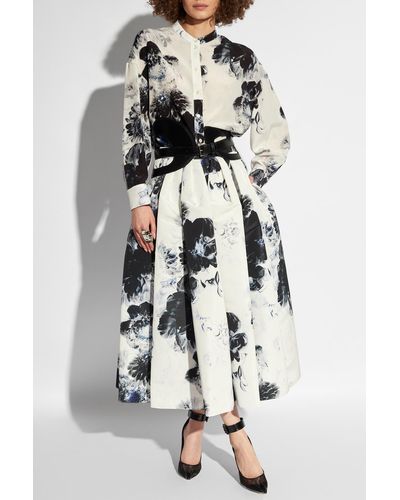 Alexander McQueen Skirt With Floral Motif - White