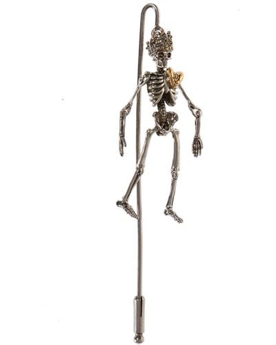 Alexander McQueen Men's King Skeleton Lapel Pin - Metallic