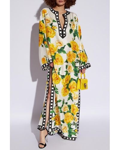 Dolce & Gabbana Silk Dress, - Yellow