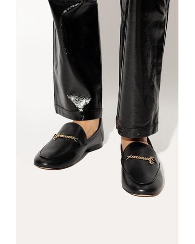 COACH Hanna Gold-tone Chain Leather Loafers - Black