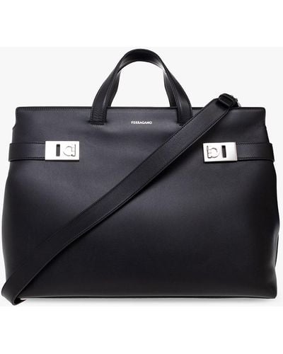 Ferragamo Shoulder Bag With Logo - Black