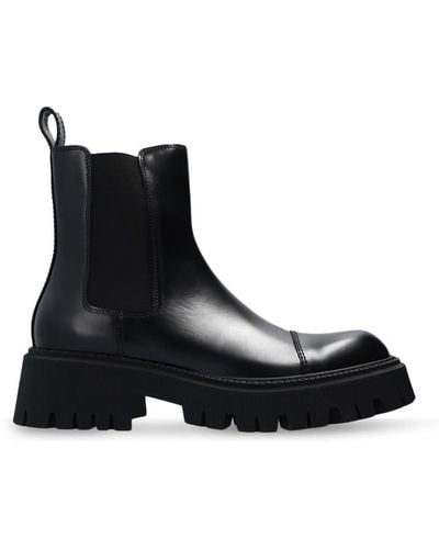 Balenciaga Leather Tractor Boots - Black