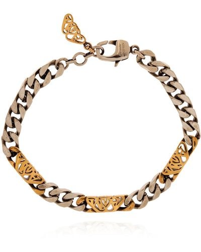 Alexander McQueen Bracelet With Logo, - Metallic