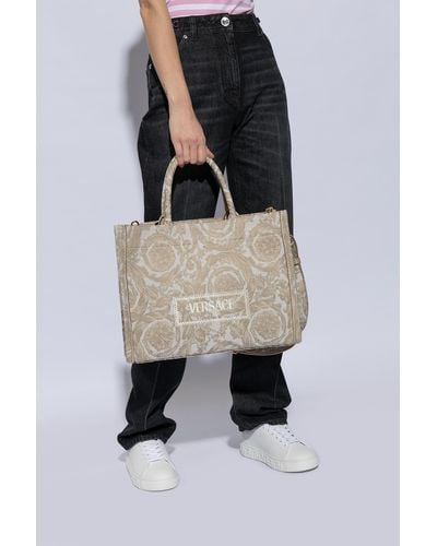 Versace 'athena' Shopper Bag, - Natural