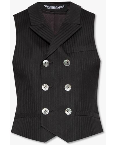 Undercover Double-Breasted Pinstripe Vest - Black