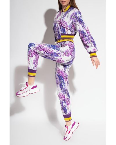 Dolce & Gabbana Pants With Floral Motif - Purple