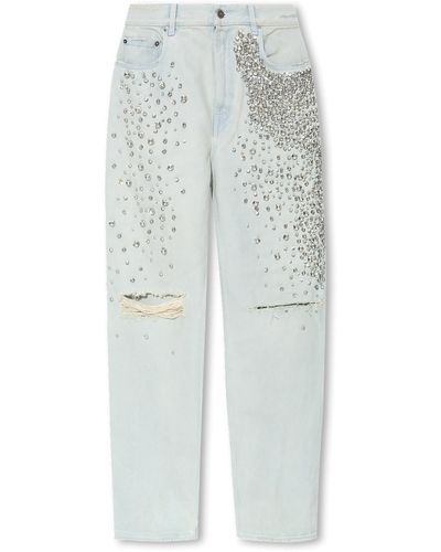 Golden Goose Jeans With Crystals, , Light - White