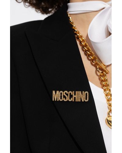 Moschino Brooch With Logo, - White