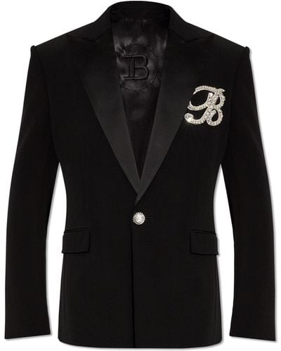 Balmain Blazer With 'b' Application, - Black