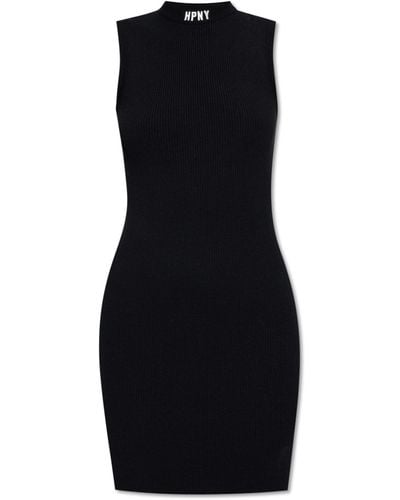 Heron Preston Ribbed Dress With Logo - Black