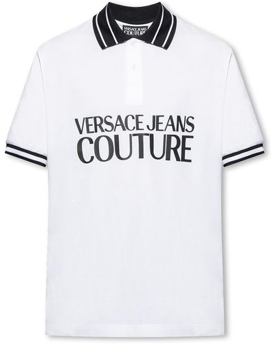 Versace Jeans Couture Logo-print Cotton Polo Shirt - White