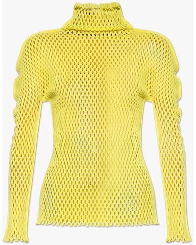 Pleats Please Issey Miyake Perforated Turtleneck Top, - Yellow