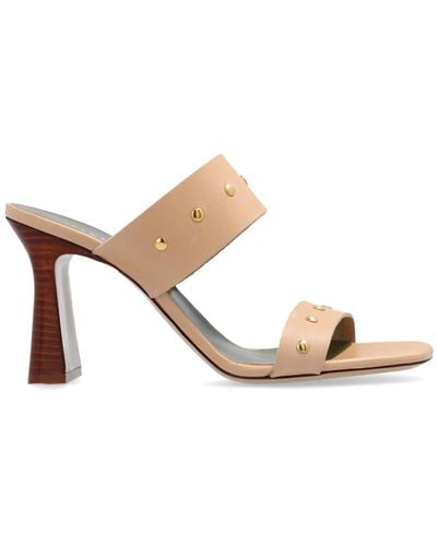 MARIA LUCA 'flora' Heeled Mules In Leather, - White