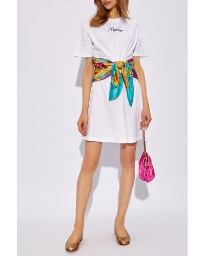 Moschino Dress With Logo, - White