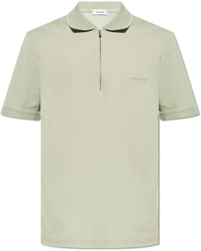 Ferragamo Polo Shirt With Logo, - Green
