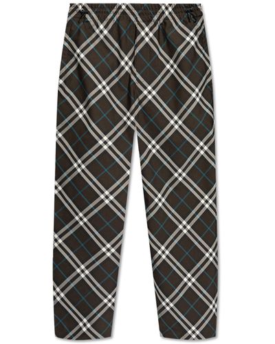 Burberry Chequered Trousers, - Brown