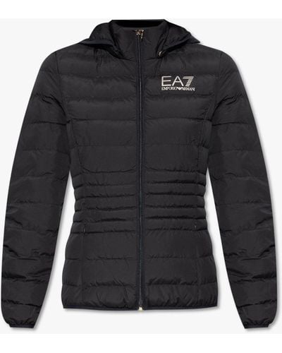EA7 Quilted Jacket With Logo - Black