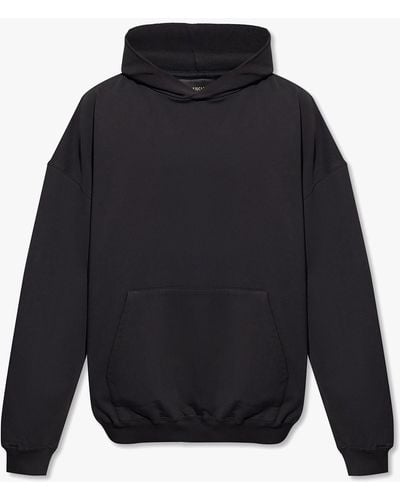 Balenciaga Hoodie With Contrasting Logo Print On The Back In Cotton - Black