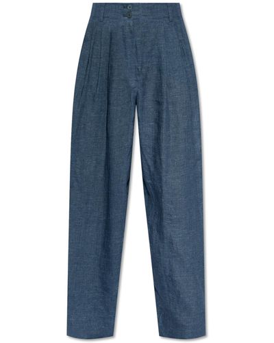 Emporio Armani Linen Trousers, - Blue