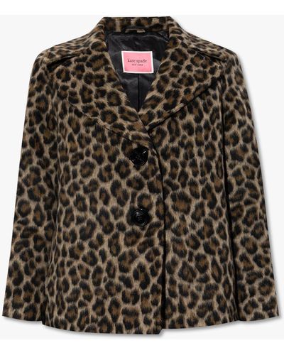 Kate Spade Short Coat With Animal Pattern - Black