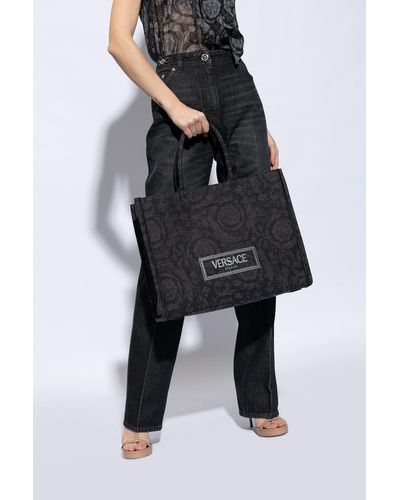 Versace 'athena Large' Shopper Bag, - Black