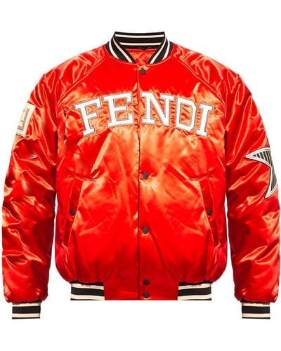 Fendi Bomber Jacket With Logo - Red