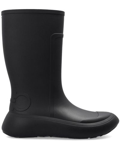 Ferragamo Rain Boots With Logo - Black