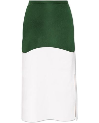 Ferragamo Skirt With Logo Application, - Green