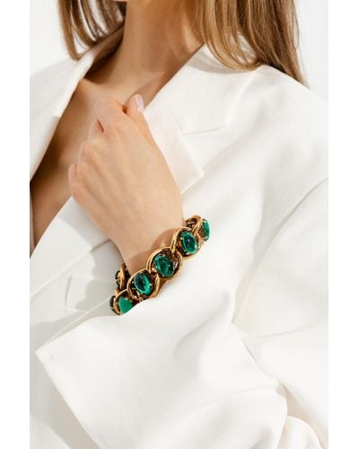 Marni Brass Bracelet With Glass Rhinestones - Natural