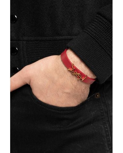 Saint Laurent Leather Bracelet - Red