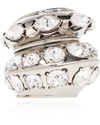 Alexander McQueen Crystal-embellished Accumulation Ring - Metallic