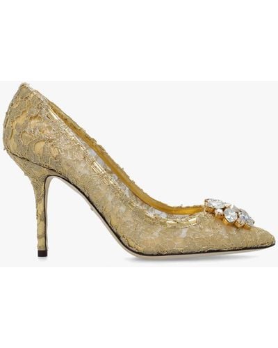 Dolce & Gabbana Lace Stiletto Court Shoes - Metallic