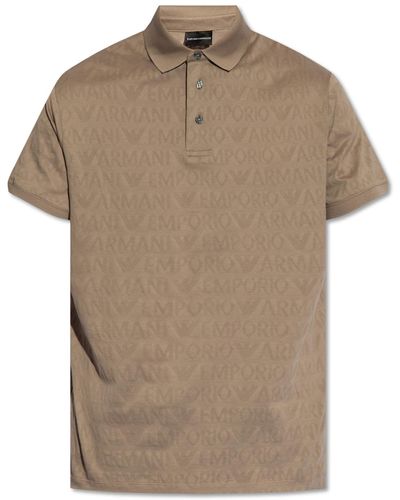 Emporio Armani Monogrammed Polo Shirt, - Brown