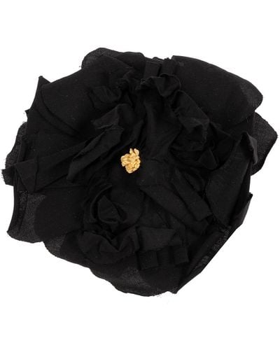 Dolce & Gabbana Brooch With Floral Motif, - Black