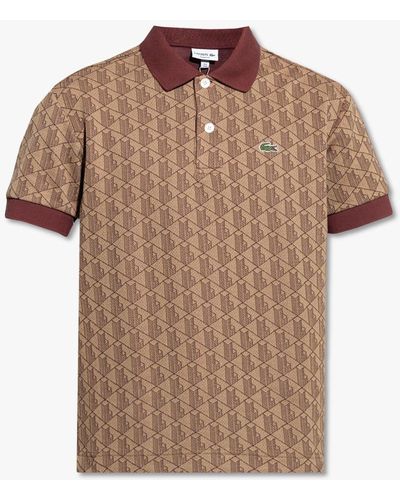 Lacoste All Over Print Polo Shirt - Brown