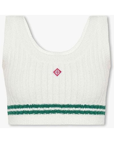 Casablancabrand Cropped Top With Logo - White