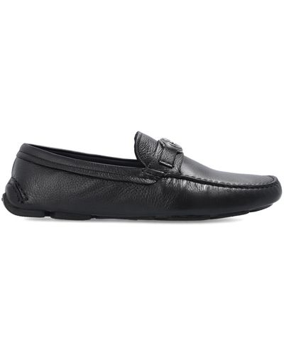 Giorgio Armani Leather Shoes With Logo - Black