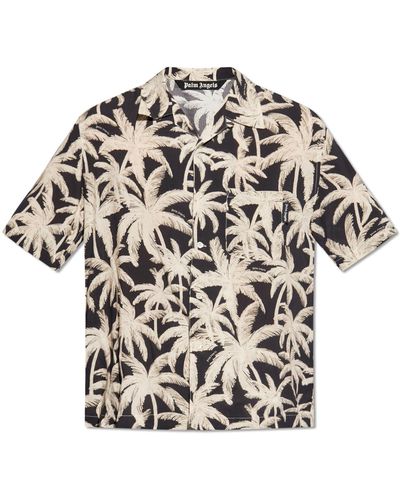 Palm Angels Shirt With The Motif Of Palms, - Black