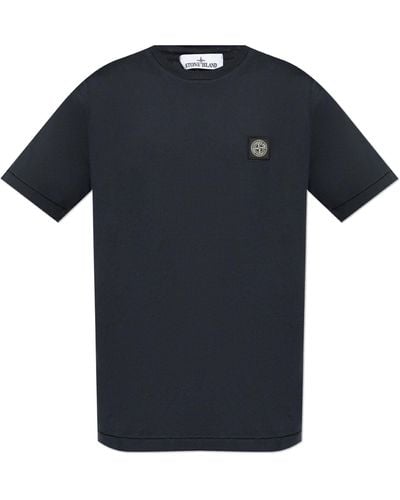 Stone Island T-shirt With Logo Patch, - Black