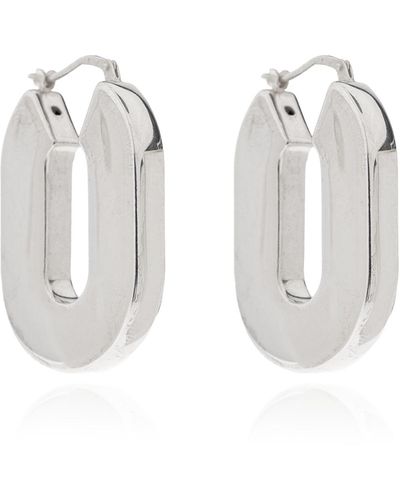 Jil Sander Brass Earrings With Logo, - Metallic