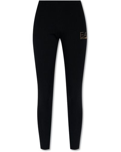 EA7 Leggings With Decorative Logo, - Black