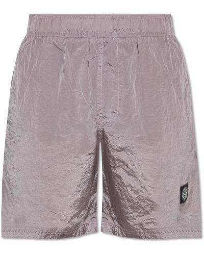 Stone Island Shorts With Logo - Purple