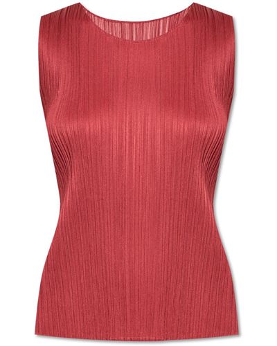 Pleats Please Issey Miyake Pleated Top - Red